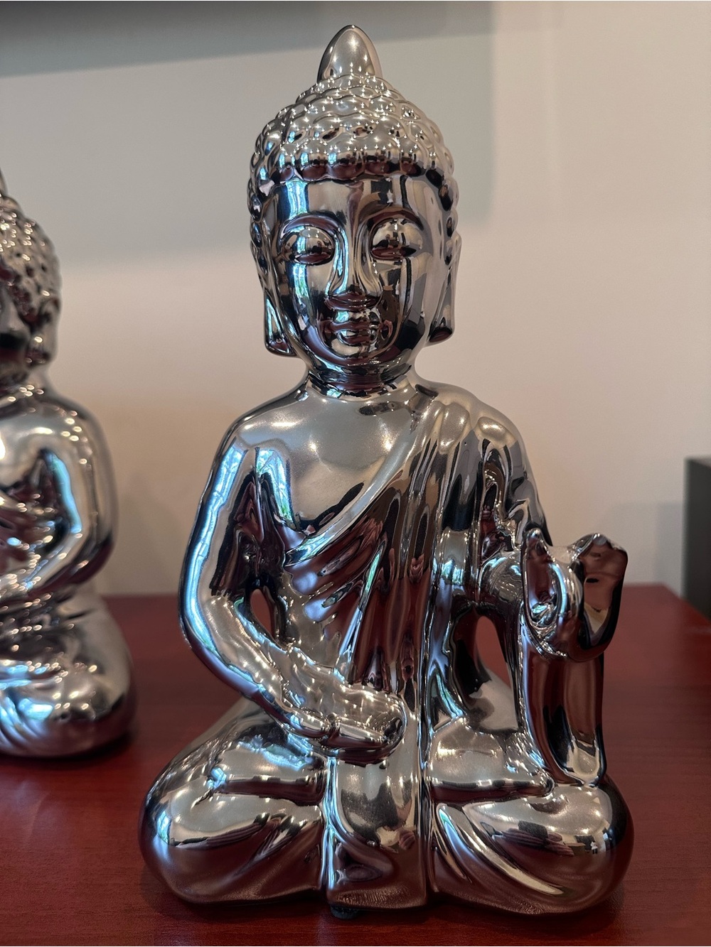Pier 1 Imports Silver Buddha Statues Bookends Pair of Two (2) - Picture 6 of 10